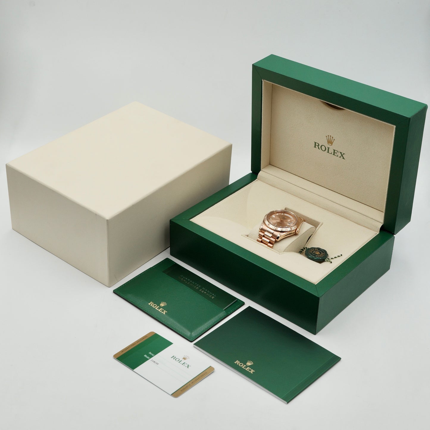 Rolex Day-Date II Sundust Diamond Dial 218235 - Full Set (2014)