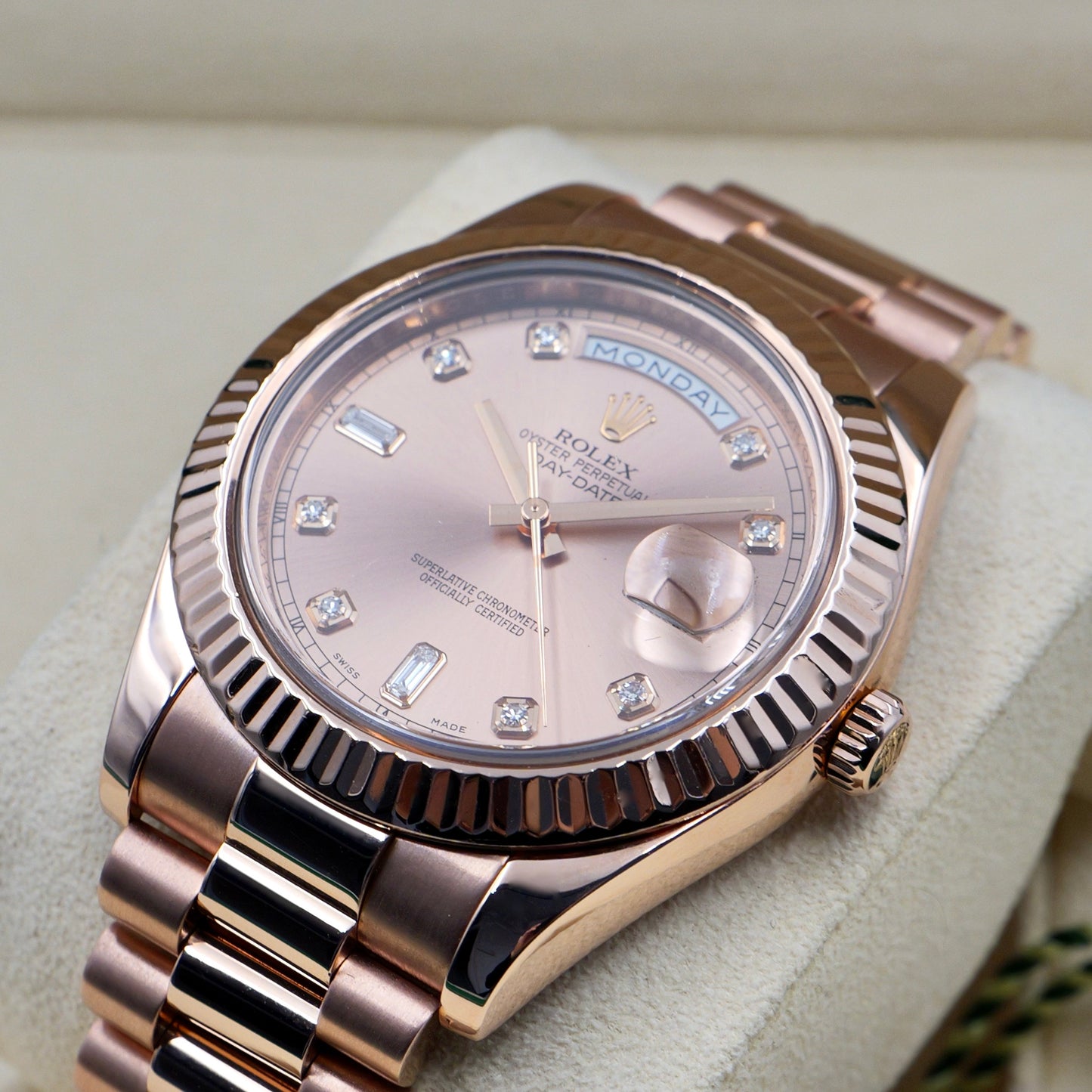 Rolex Day-Date II Sundust Diamond Dial 218235 - Full Set (2014)