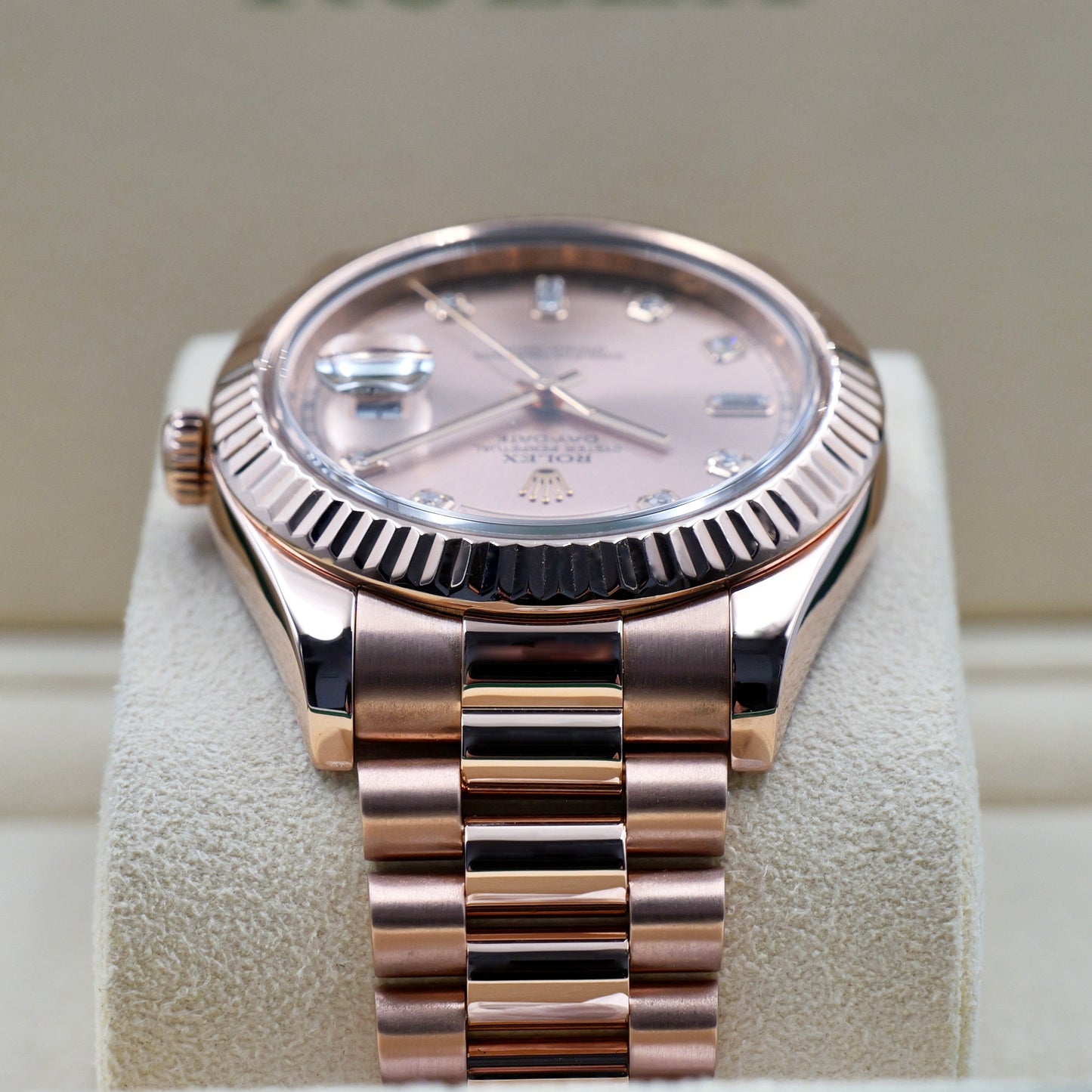 Rolex Day-Date II Sundust Diamond Dial 218235 - Full Set (2014)