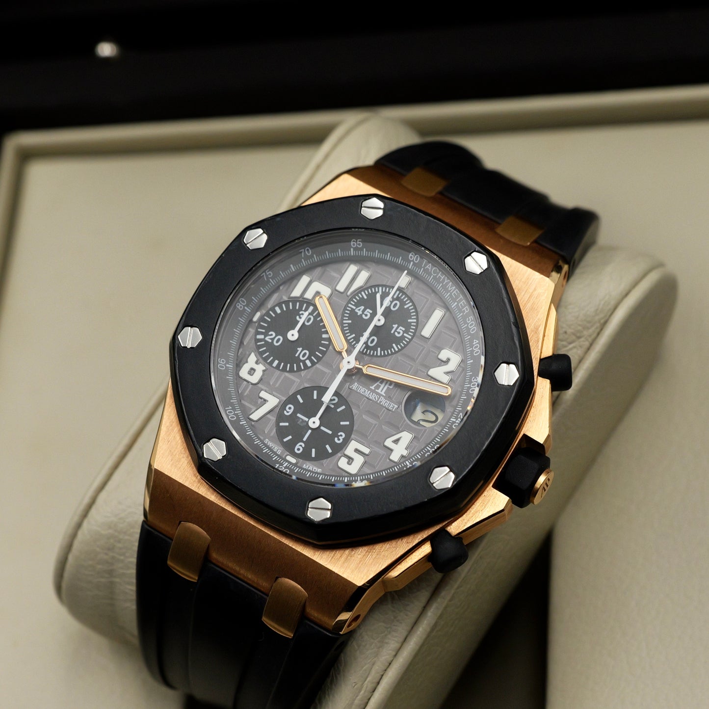 Audemars Piguet Royal Oak Offshore Chronograph Rose Gold Rubber Strap 25930OK - Full Set (2008)