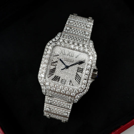 Cartier Santos Large Roman Dial Lab VVS Diamonds - Full Set (2025)