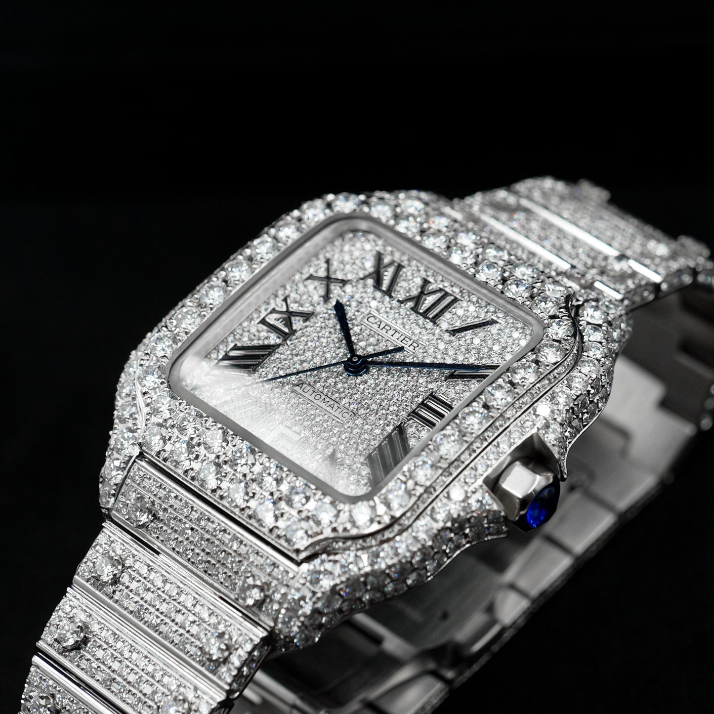 Cartier Santos Large Roman Dial Lab VVS Diamonds - Full Set (2025)