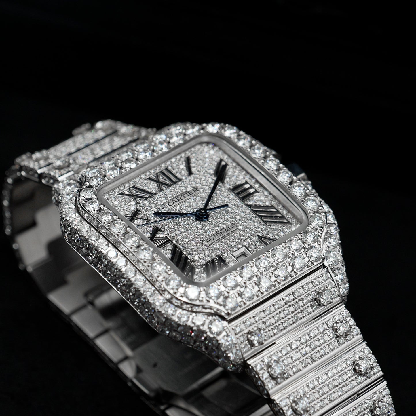 Cartier Santos Large Roman Dial Lab VVS Diamonds - Full Set (2025)