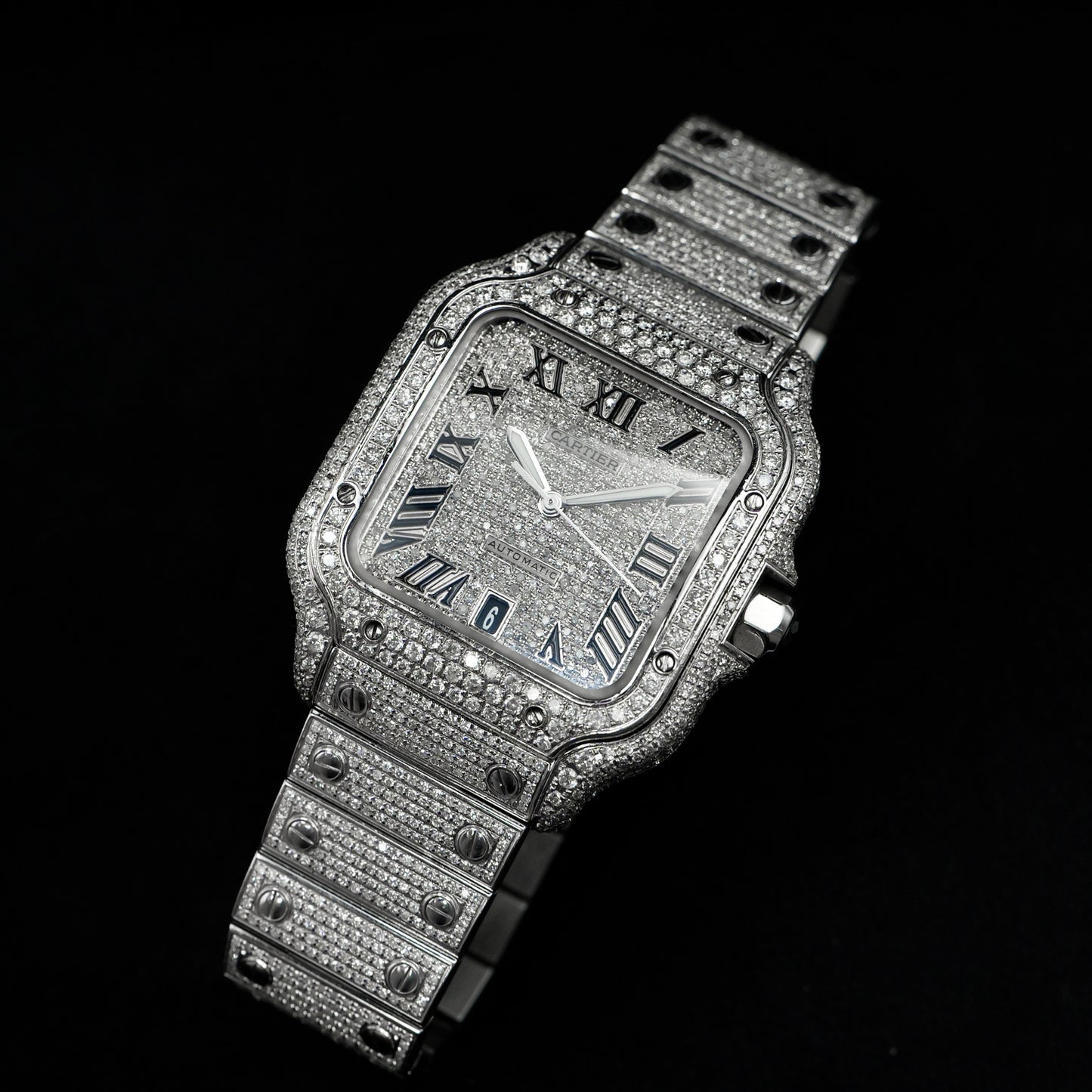Cartier Santos Large Roman Dial Diamonds - Full Set (2025)