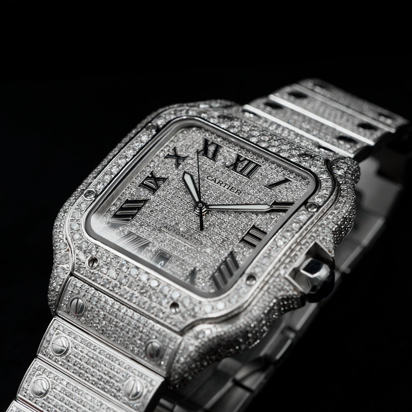 Cartier Santos Large Roman Dial Diamonds - Full Set (2025)