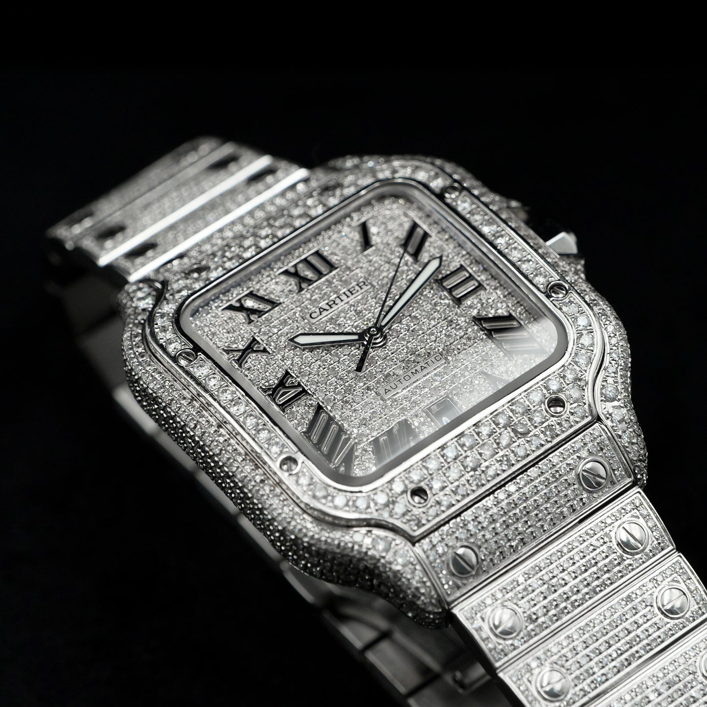 Cartier Santos Large Roman Dial Diamonds - Full Set (2025)