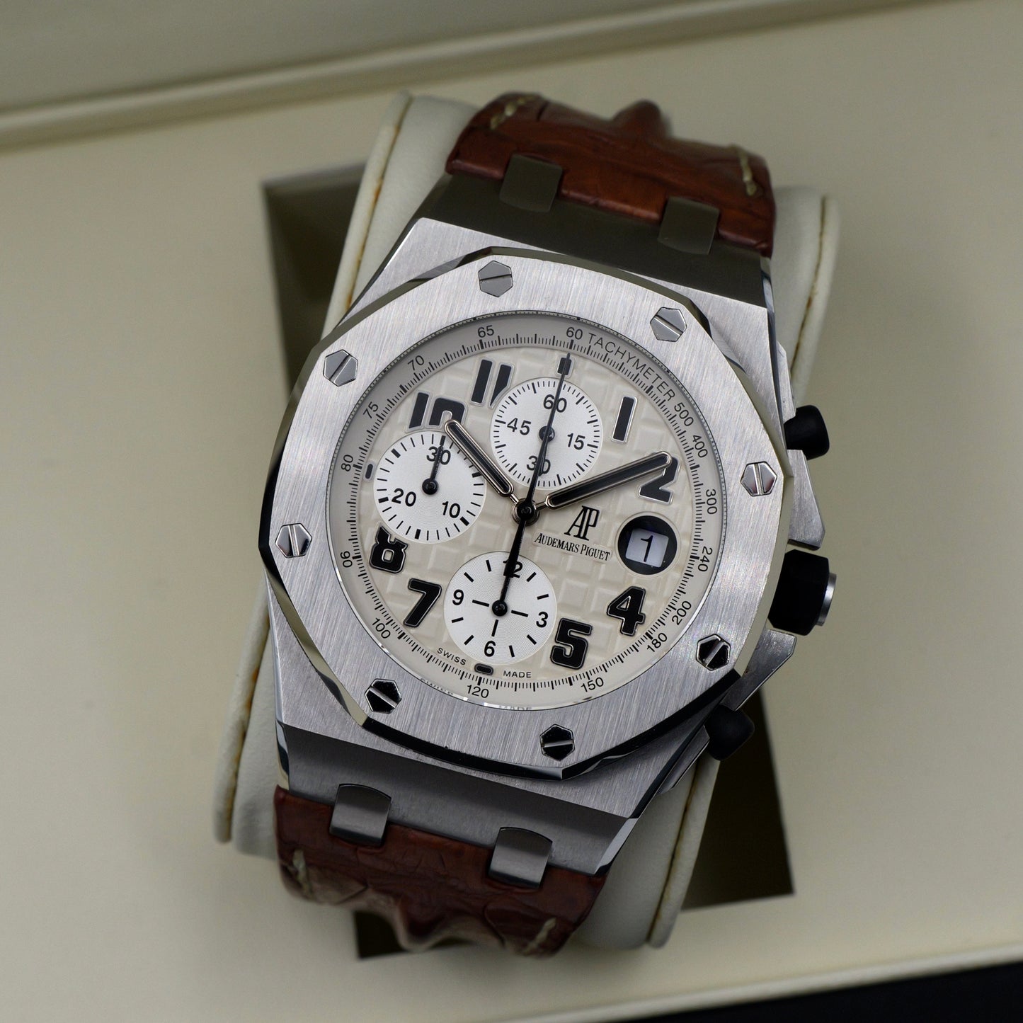 Audemars Piguet Royal Oak Offshore Safari White Dial Leather Strap 26170ST
