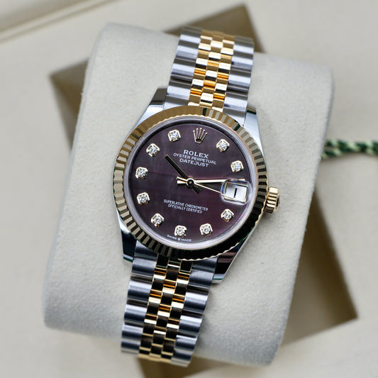 Rolex Datejust 31 Black Mother of Pearl Dial (MOP) Steel and Yellow Gold 278273 Full Set 2026