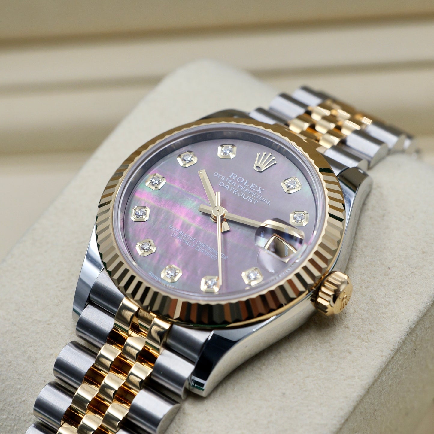 Rolex Datejust 31 Black Mother of Pearl Dial (MOP) Steel and Yellow Gold 278273 Full Set 2026