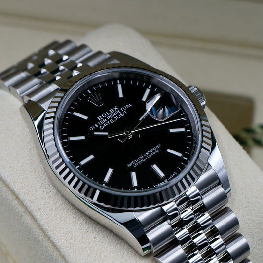 Rolex Datejust 36 Black Fluted Jubilee Full Set 126234 - Full Set (2026)