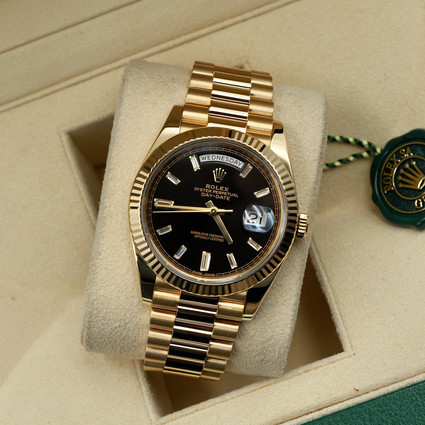 Rolex Day-Date 40 Black Baguette Dial 228238 - Full Set (2017)