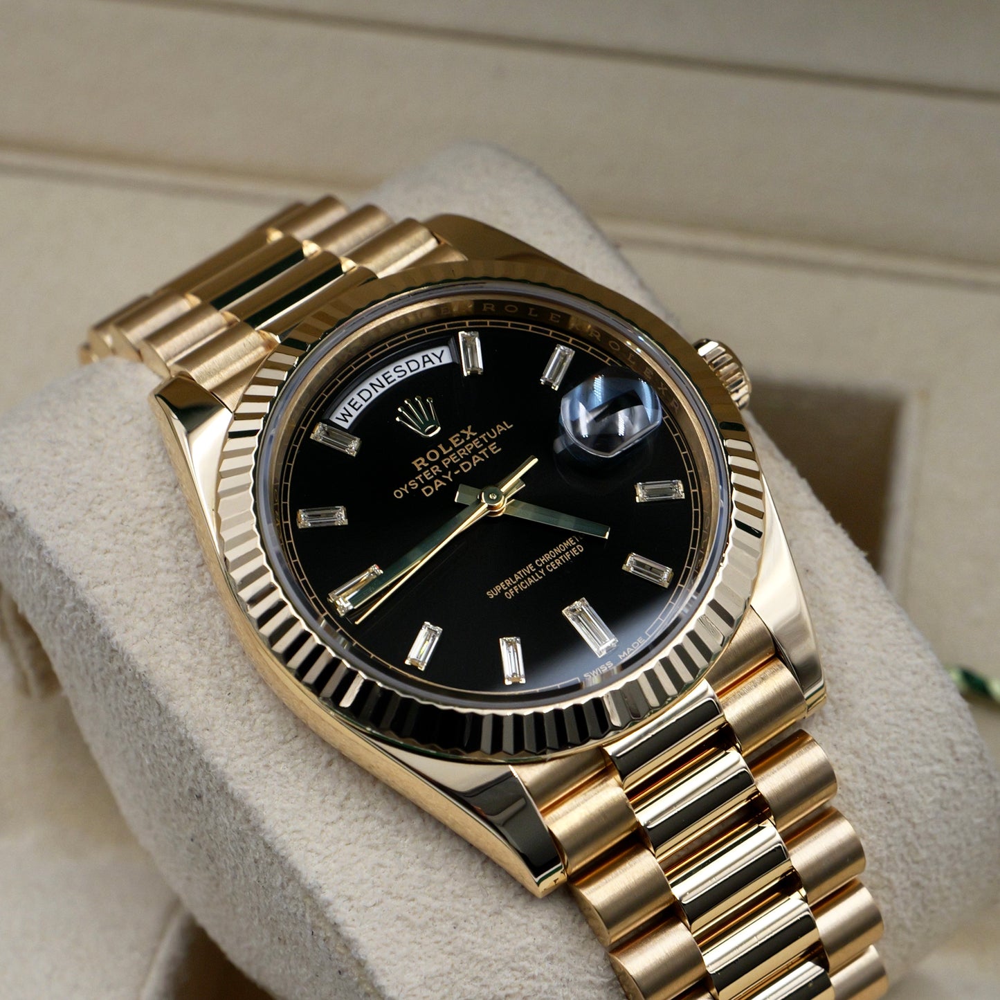 Rolex Day-Date 40 Black Baguette Dial 228238 - Full Set (2017)