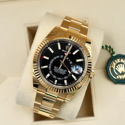 Rolex Sky-Dweller Black Dial Yellow Gold 326938 - Full Set (2022)