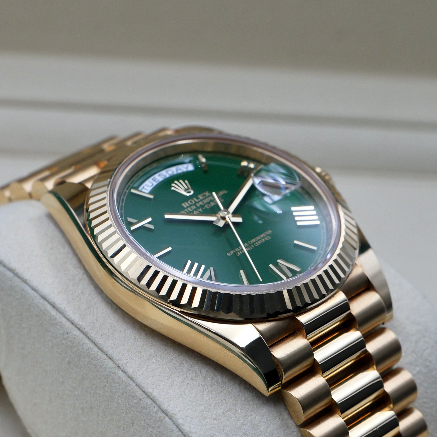Rolex Day-Date 40 Green Dial Yellow Gold 228238 - Full Set (2025)