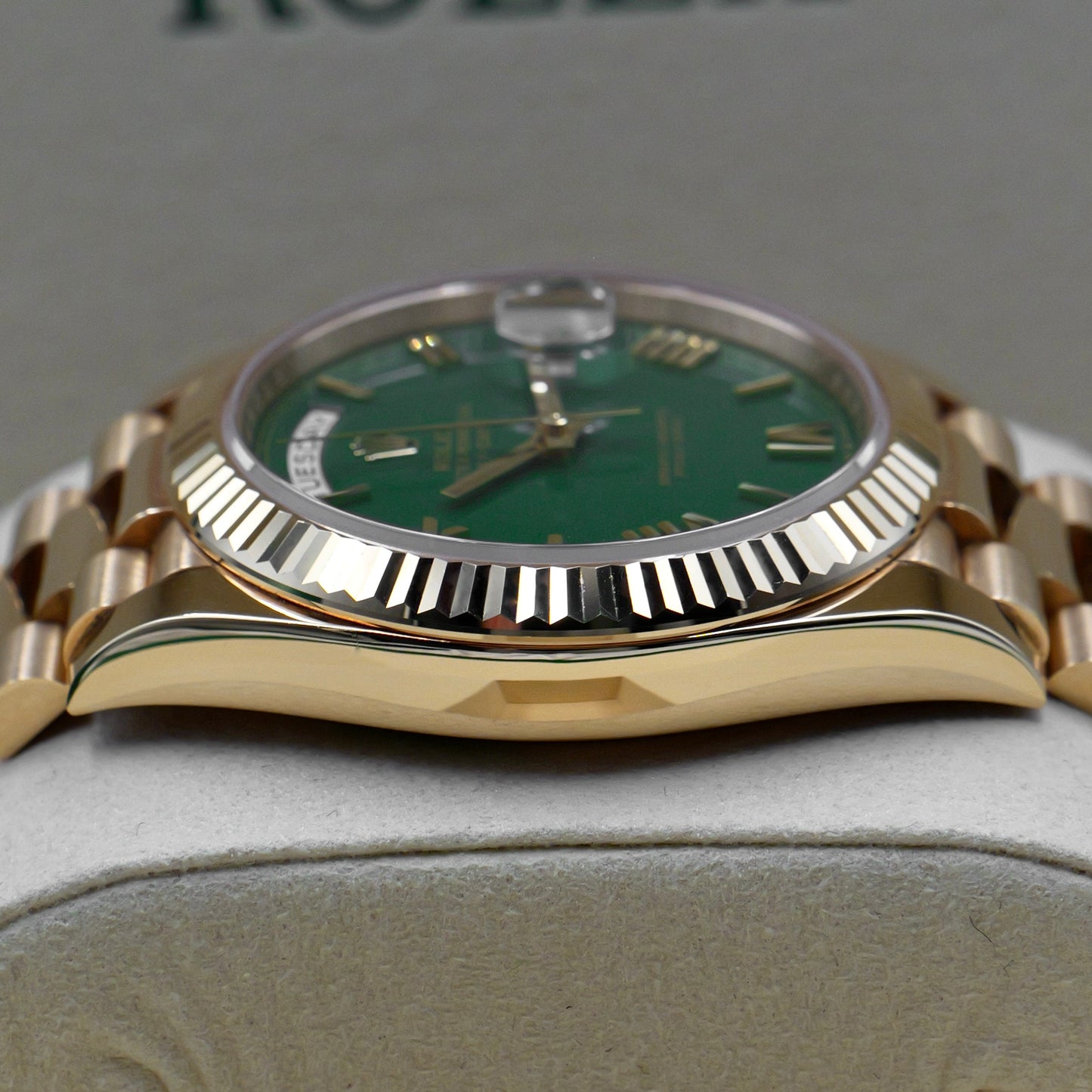 Rolex Day-Date 40 Green Dial Yellow Gold 228238 - Full Set (2025)