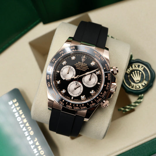 Rolex Cosmograph Daytona Rose Gold Oysterflex Black Diamond Dial 126515LN - Full Set (2026)