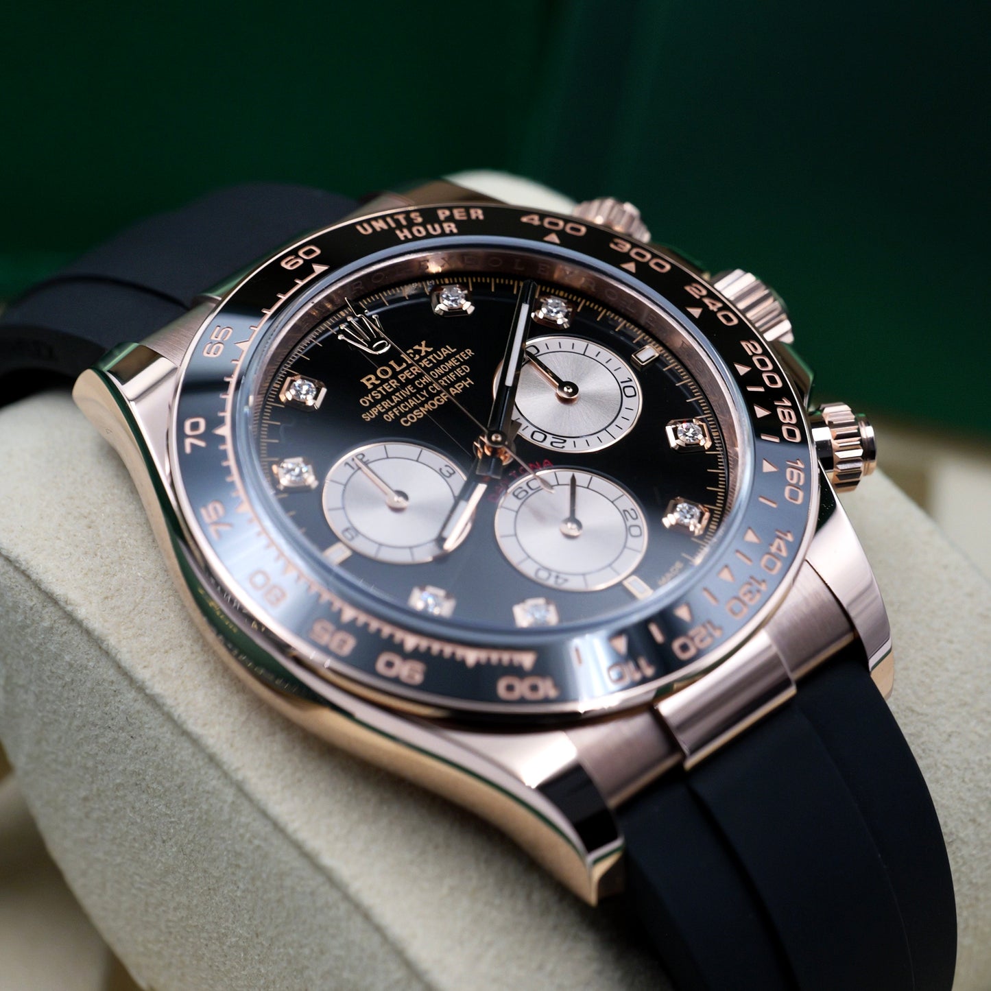 Rolex Cosmograph Daytona Rose Gold Oysterflex Black Diamond Dial 126515LN - Full Set (2026)