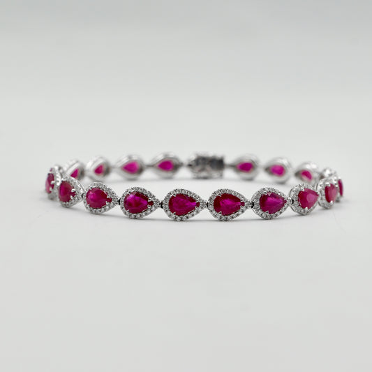 Pear Shape Ruby and Diamond Bracelet