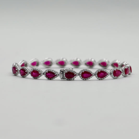 Pear Shape Ruby and Diamond Bracelet