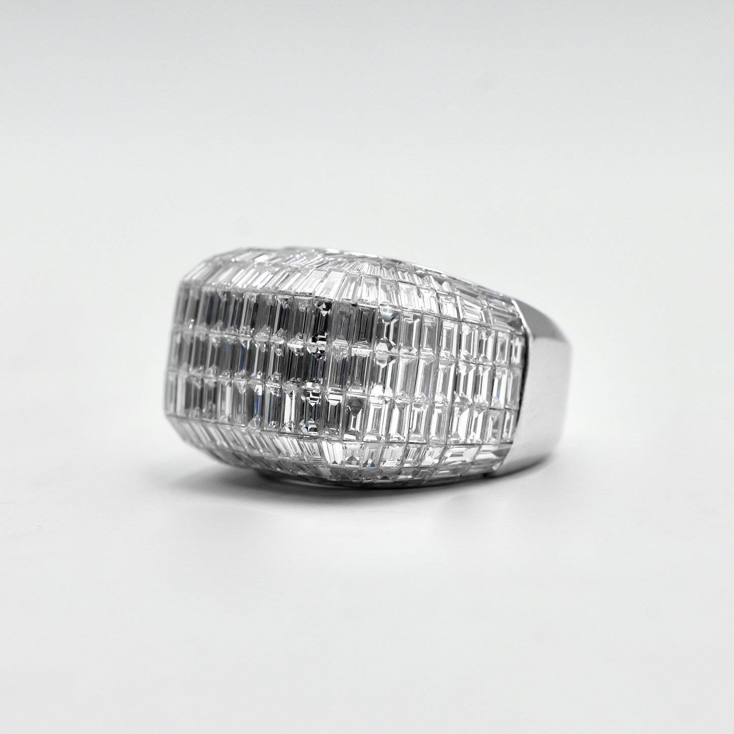 White Gold Square Baguette Diamond Pinky Ring