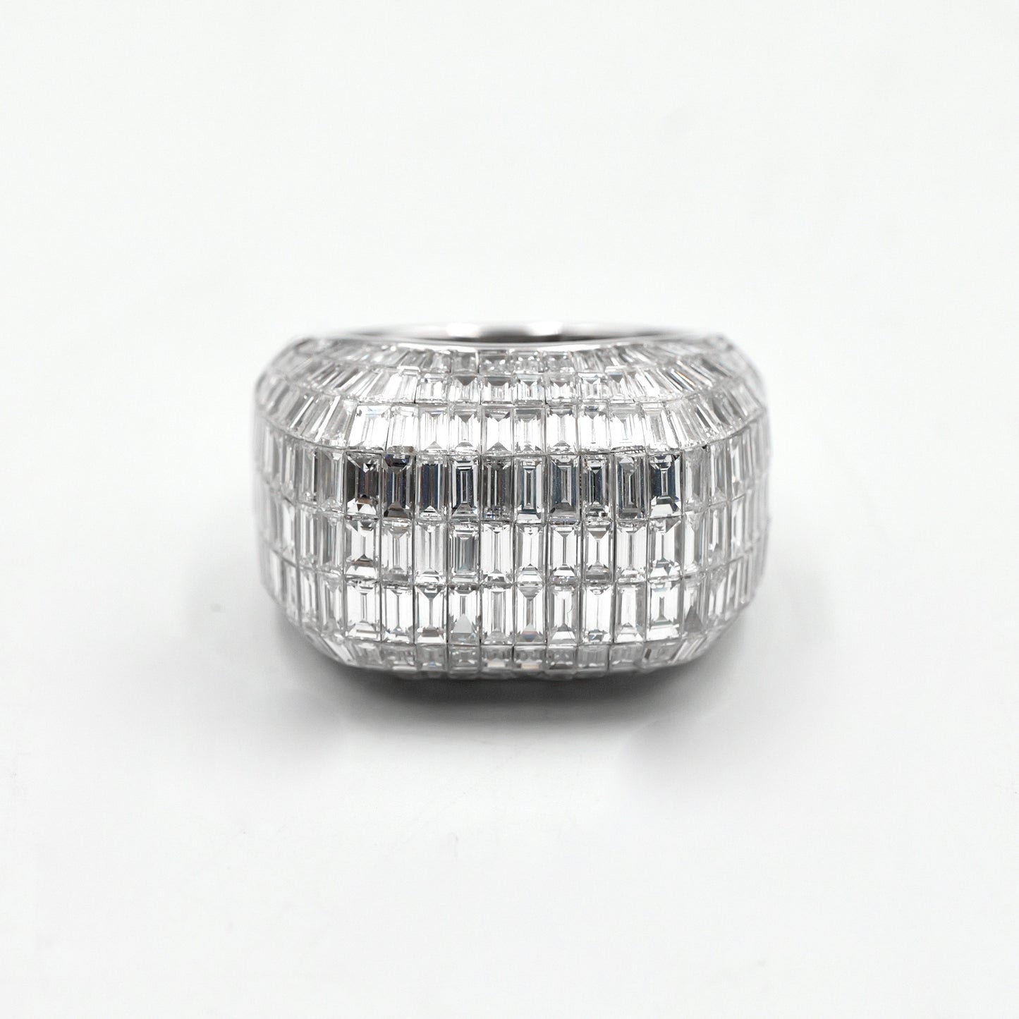 White Gold Square Baguette Diamond Pinky Ring