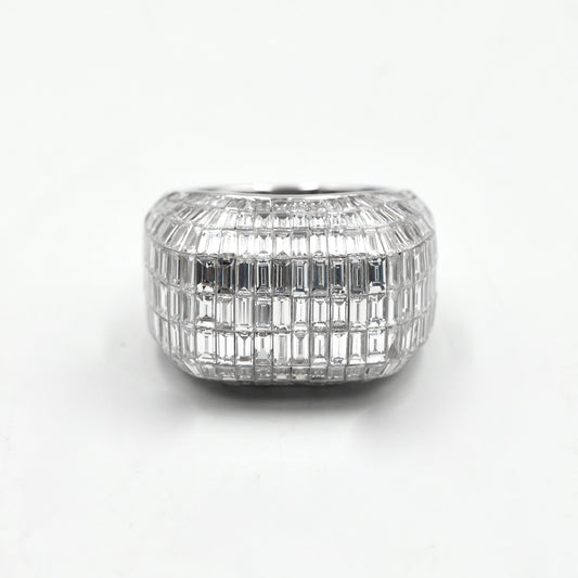 White Gold Square Baguette Diamond Pinky Ring