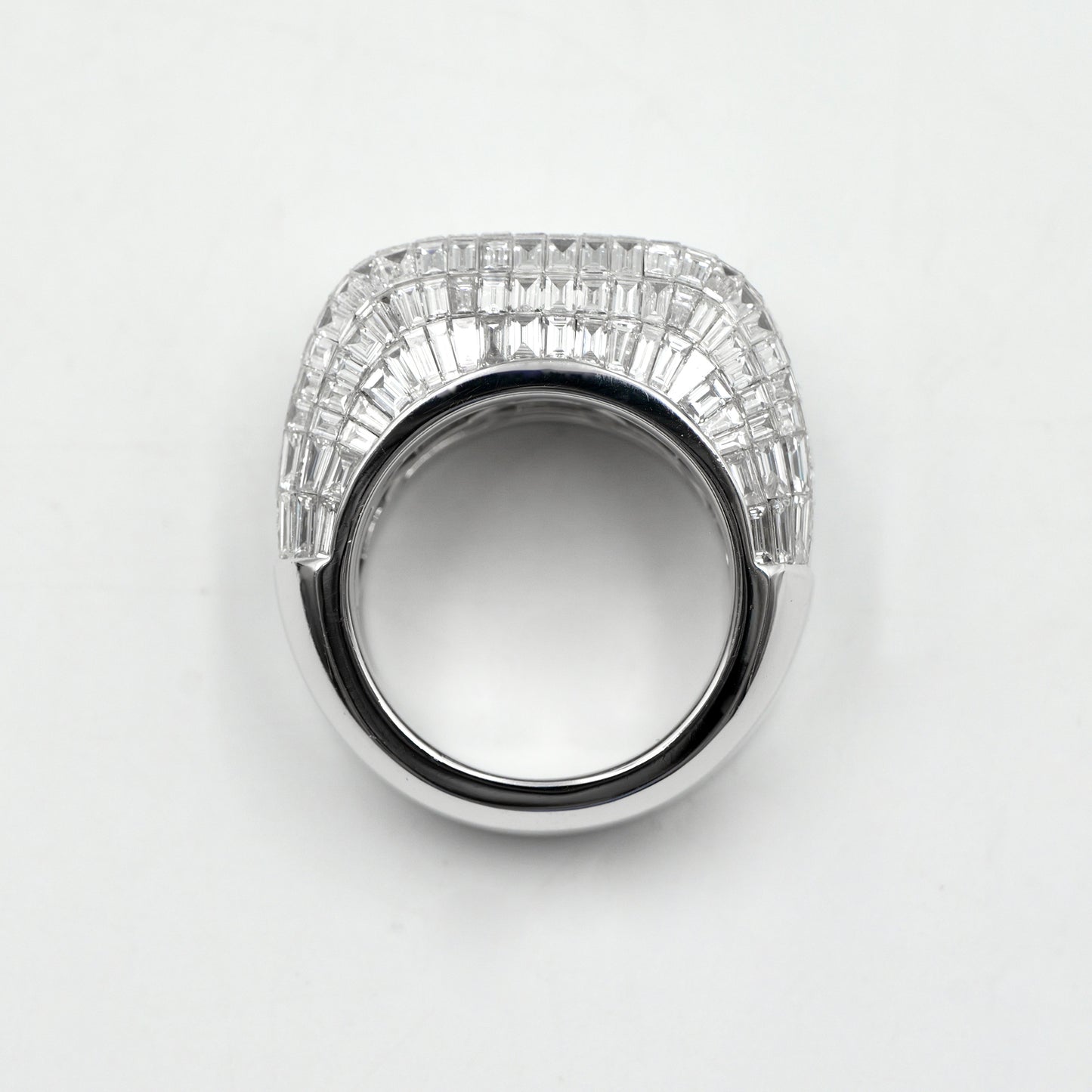 White Gold Square Baguette Diamond Pinky Ring