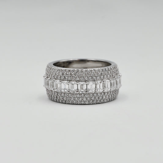 White Gold Round & Baguette Diamond Pinky Ring