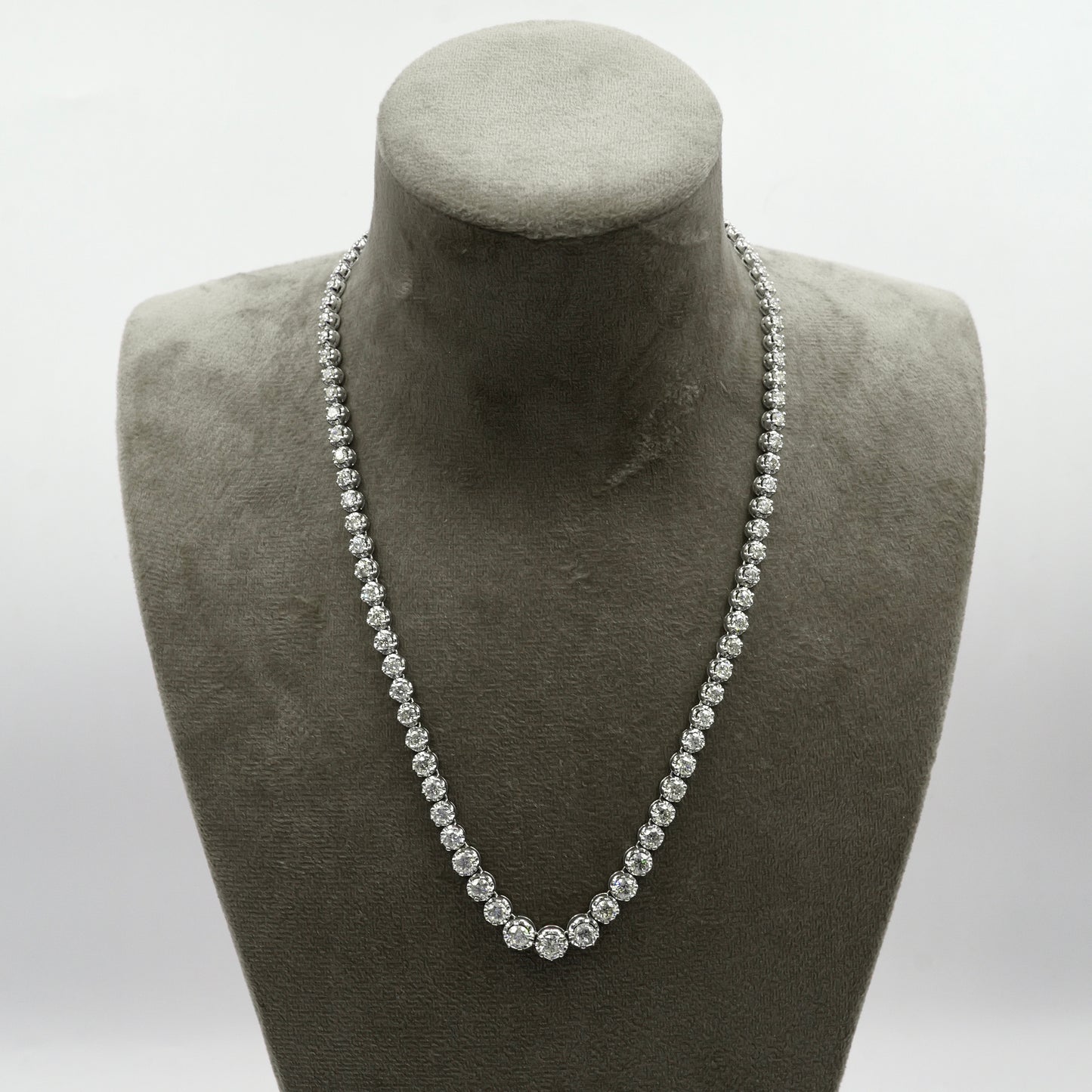 White Gold Graduated Diamond Line Necklace