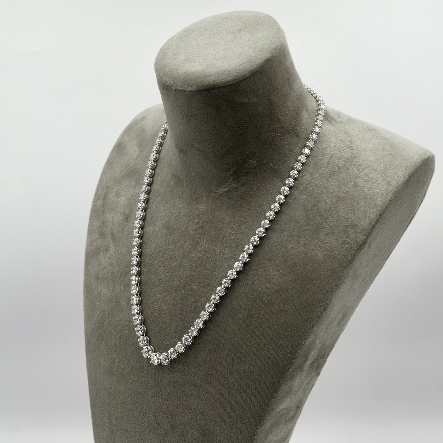 White Gold Graduated Diamond Line Necklace