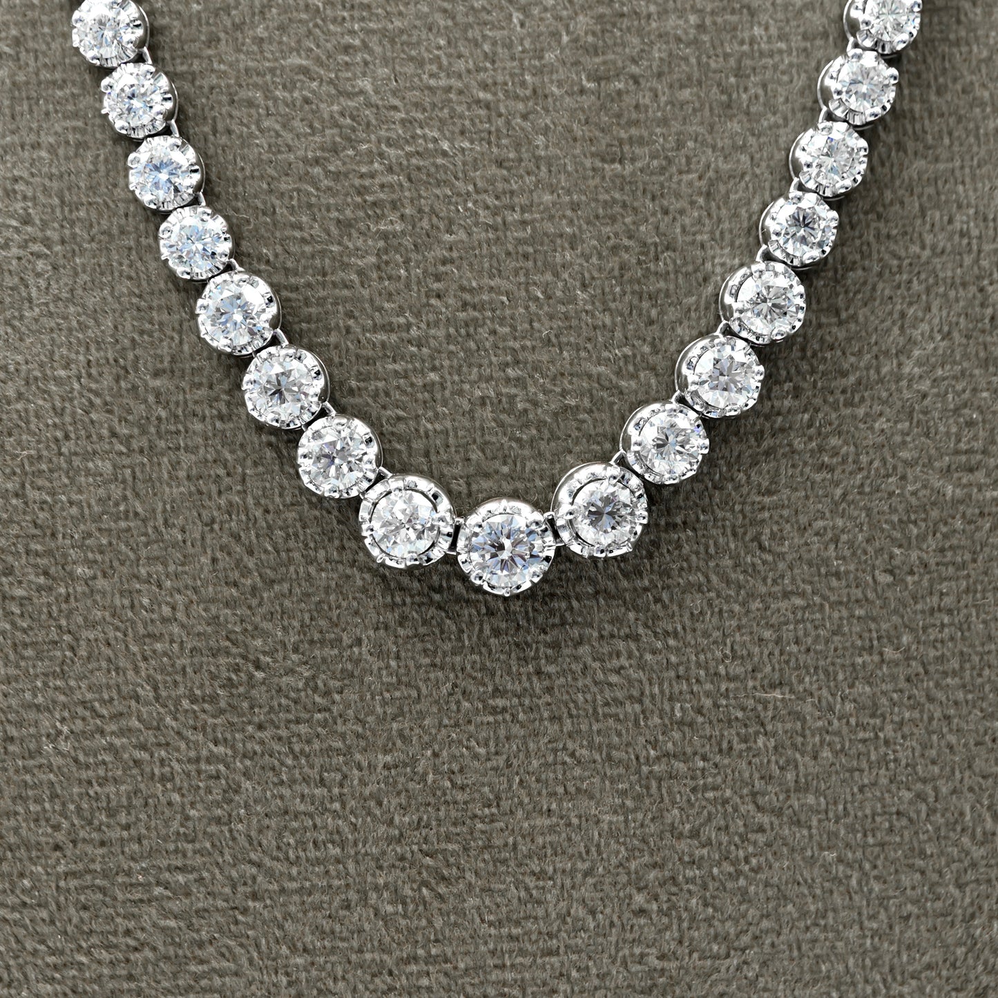 White Gold Graduated Diamond Line Necklace