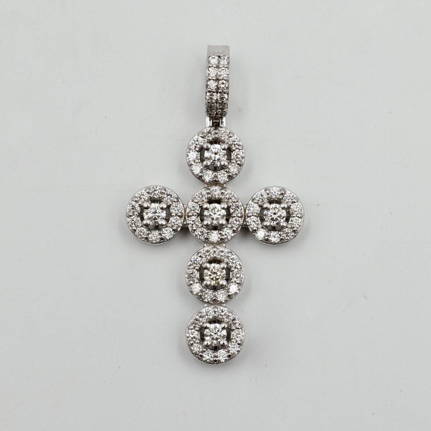 White Gold Halo Diamond Cross