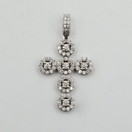 White Gold Halo Diamond Cross