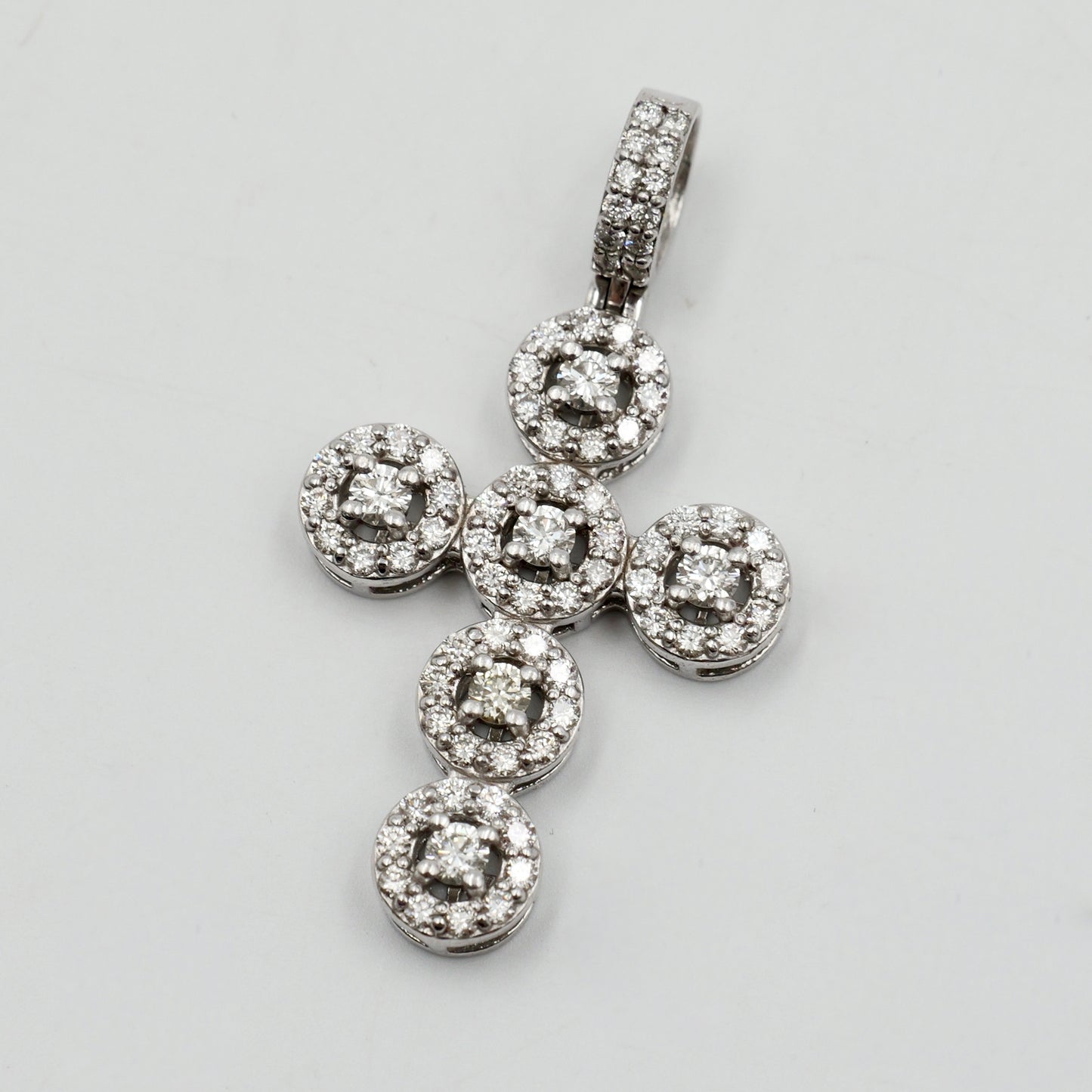 White Gold Halo Diamond Cross