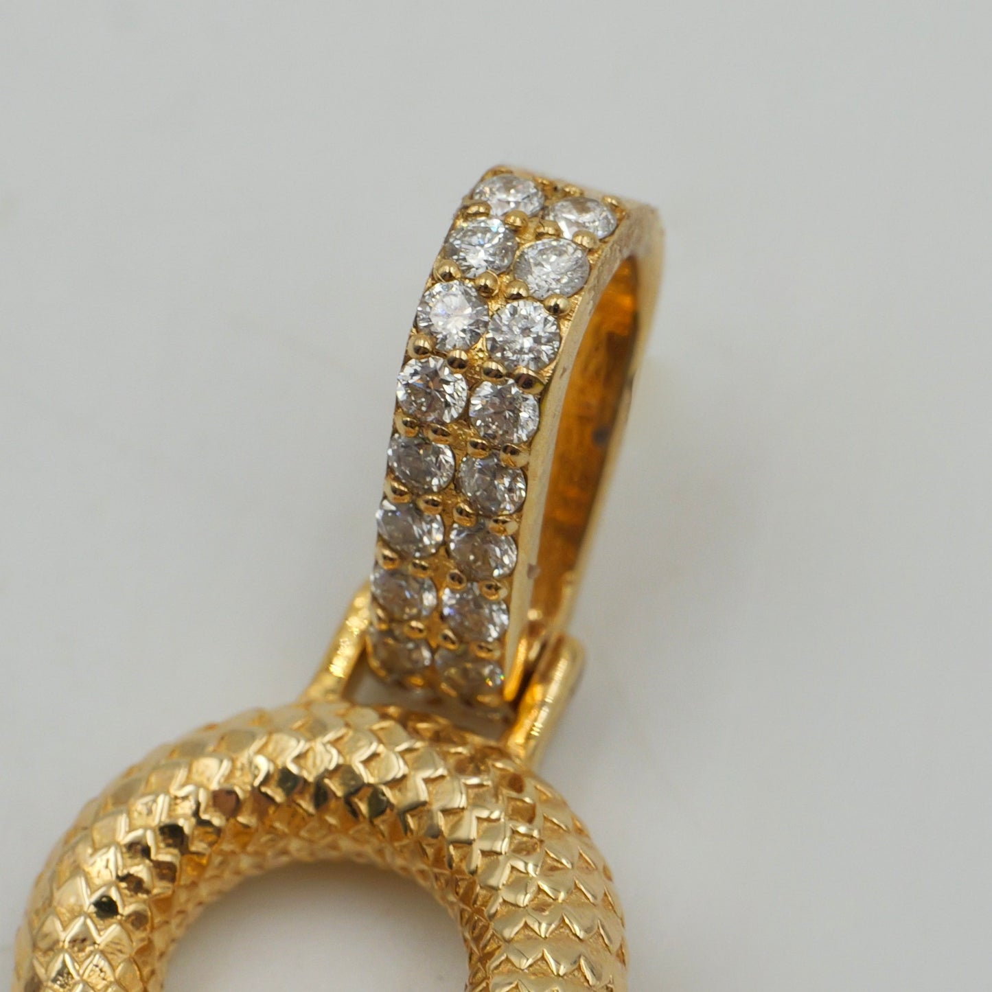 Yellow Gold Snake Diamond Cross Pendan