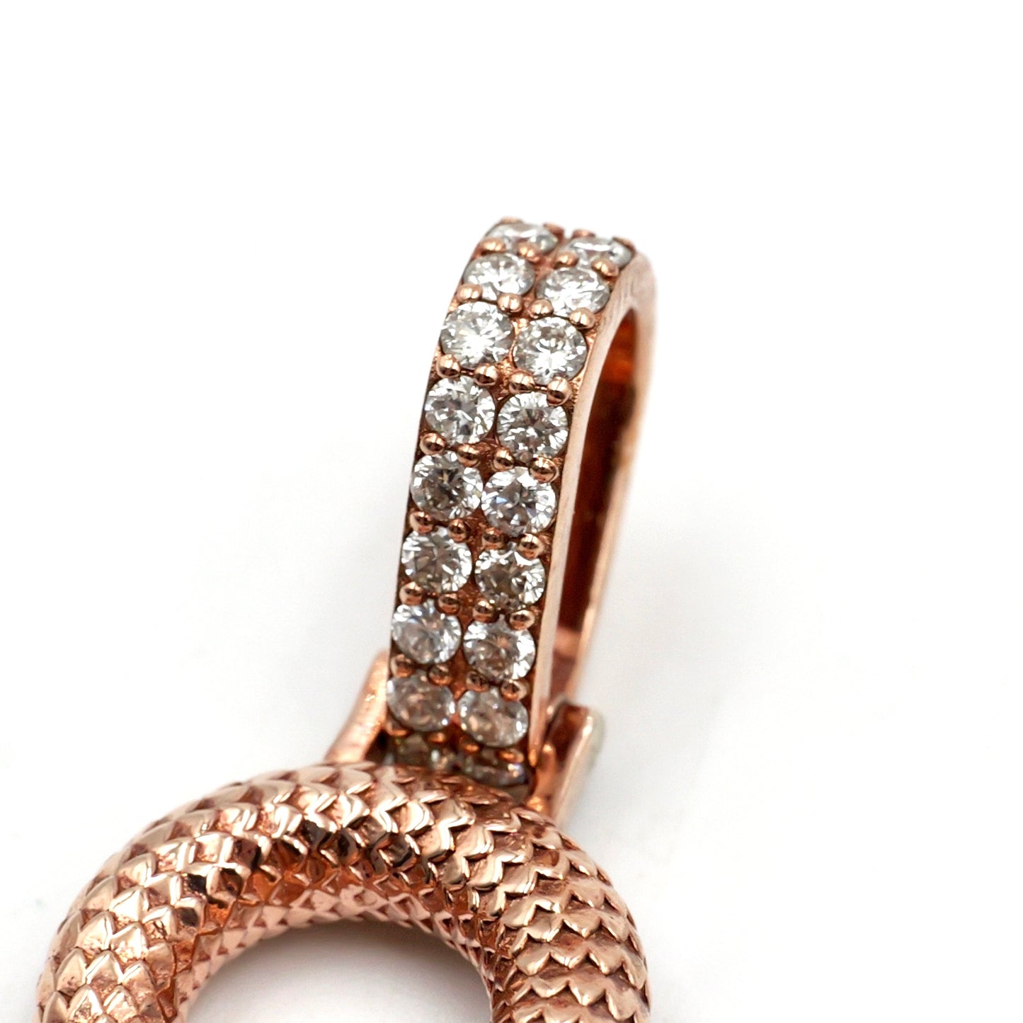Rose Gold Snake Diamond Cross Pendant