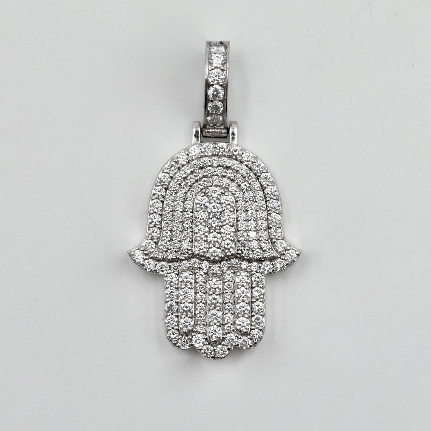 White Gold Hamza Hand Pendant
