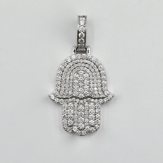 White Gold Hamza Hand Pendant