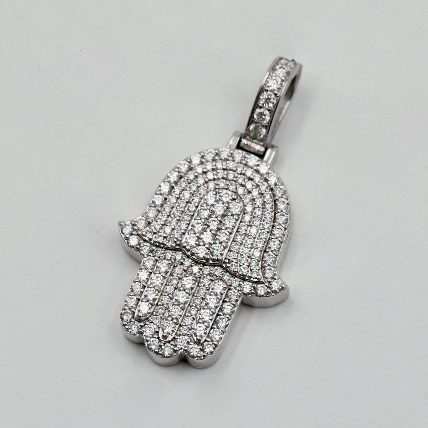 White Gold Hamza Hand Pendant