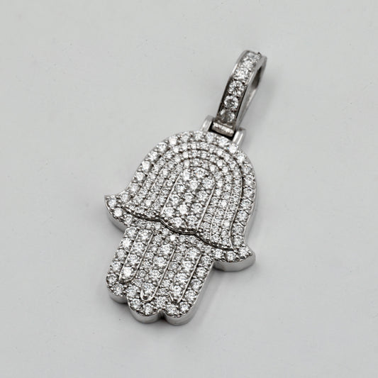 White Gold Hamza Hand Pendant