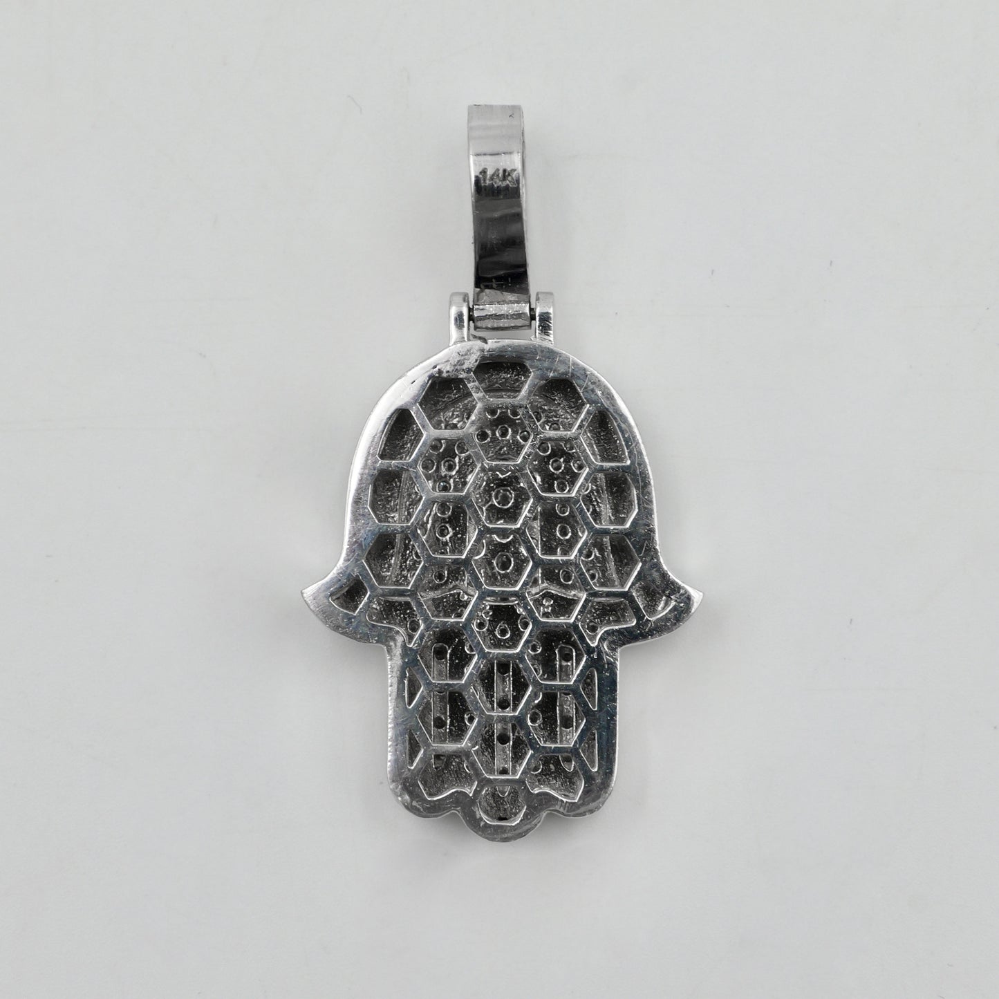 White Gold Hamza Hand Pendant