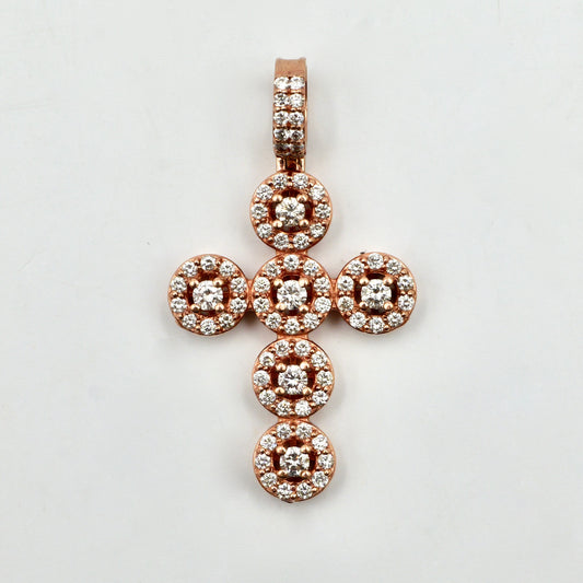 Rose Gold Halo Cross Pendant