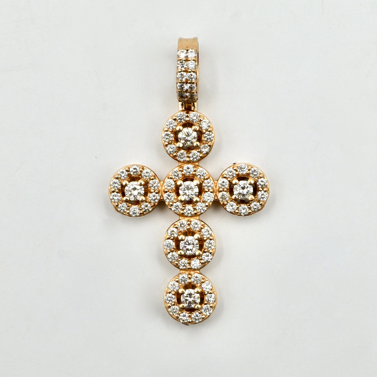 Yellow Gold Halo Cross Pendant