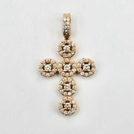 Yellow Gold Halo Cross Pendant