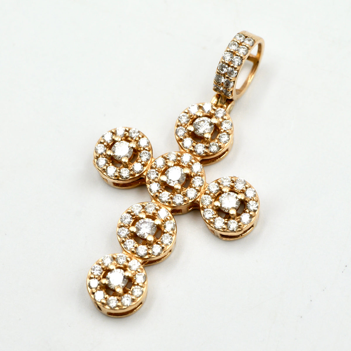 Yellow Gold Halo Cross Pendant