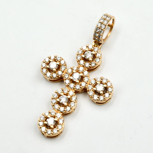 Yellow Gold Halo Cross Pendant