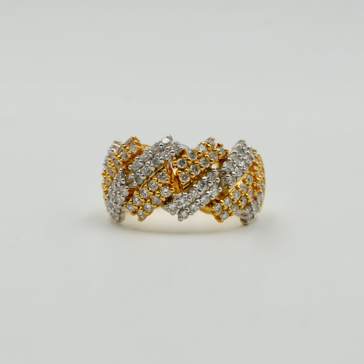 Yellow and White Gold Cuban Link Pinky Ring