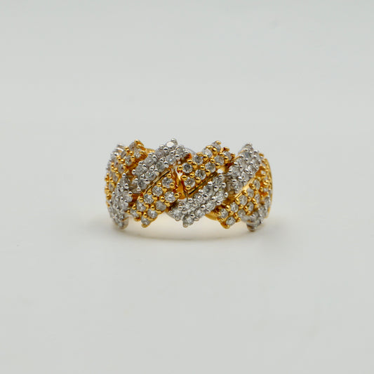 Yellow and White Gold Cuban Link Pinky Ring