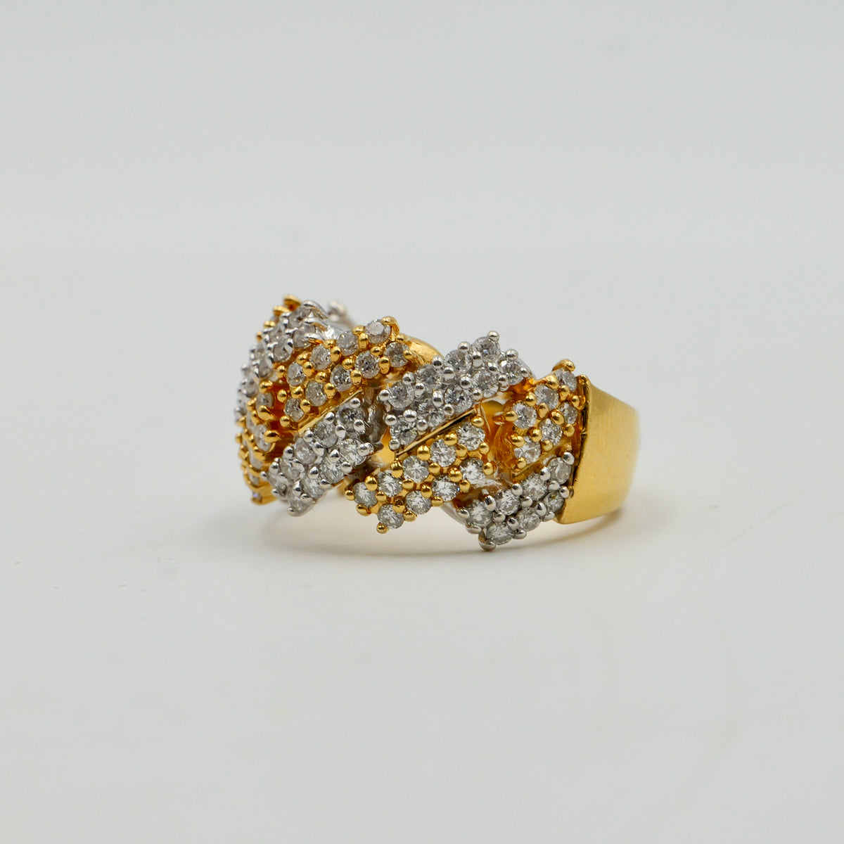 Yellow and White Gold Cuban Link Pinky Ring