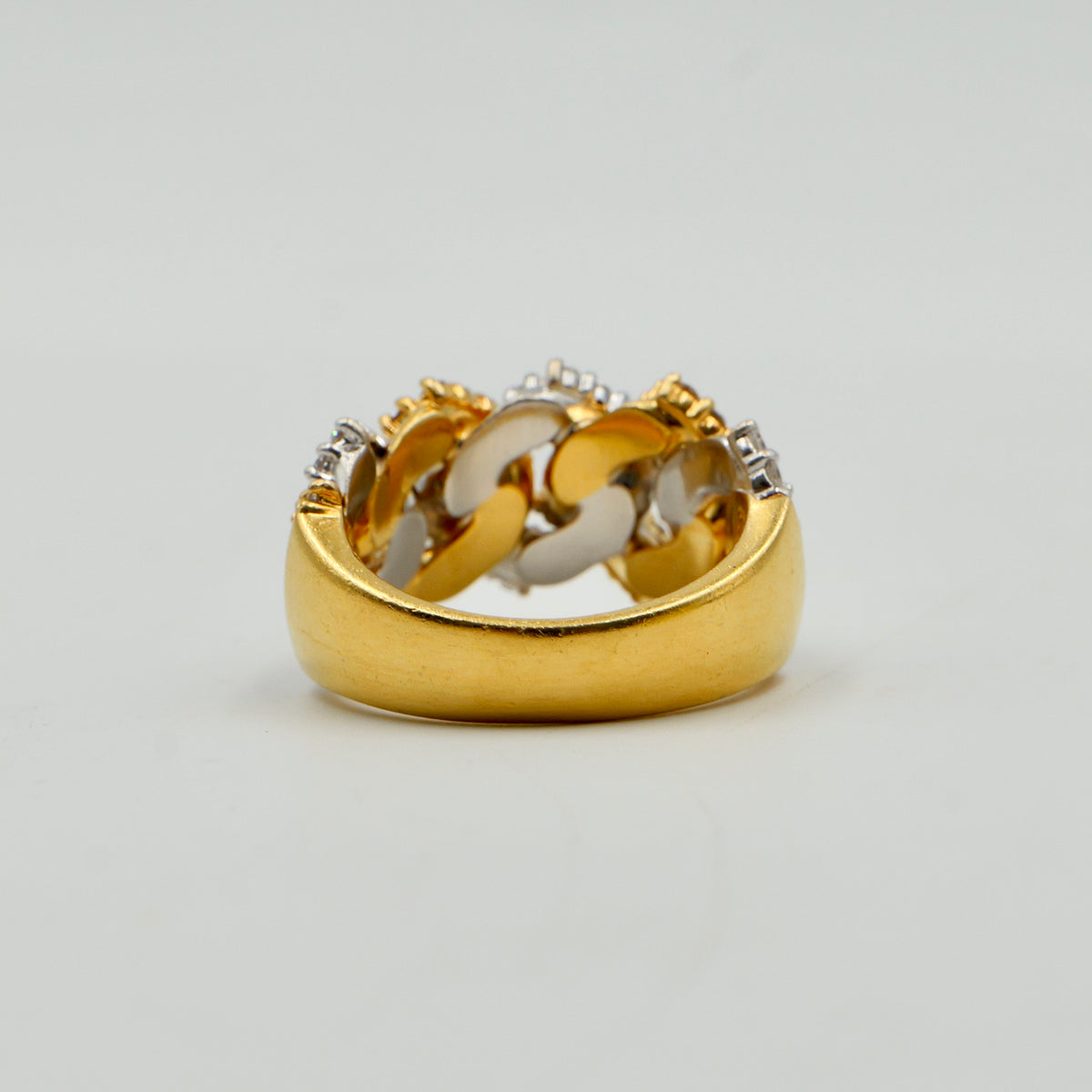 Yellow and White Gold Cuban Link Pinky Ring